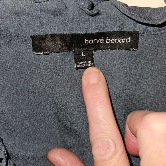 Harve Benard Gray Long Sleeve Blouse Size Large - Picture 7 of 9